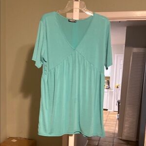 HEIMISH USA Turquoise V-Neck Blouse